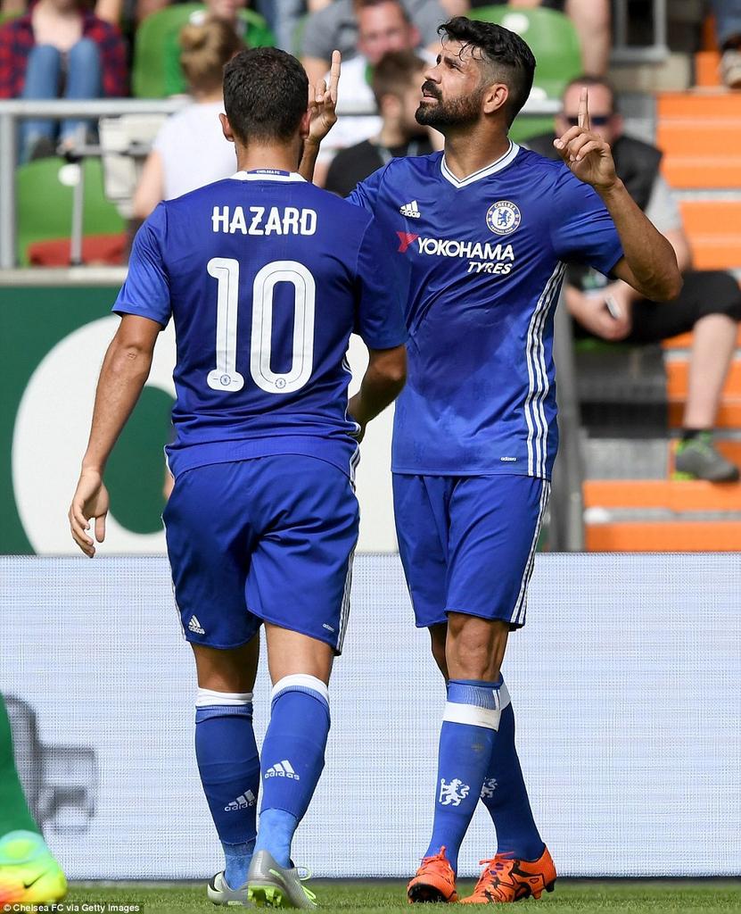 tolex13's tweet photo. The duo of Hazard n Diegoal's prolific form has skyrocketed Chelseafc on top.....#UpHazard&Diegoal https://t.co/1zBKOecZJN