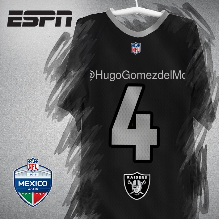 ESPN_informa's tweet photo. @HugoGomezdelMor 👇¡Aquí te dejamos tu jersey de @RAIDERS👇
 ¡Llegó el día! #MNFMexicoxESPN 🇲🇽
📆21 de Noviembre  📺ESPN https://t.co/o8sSBprmIH