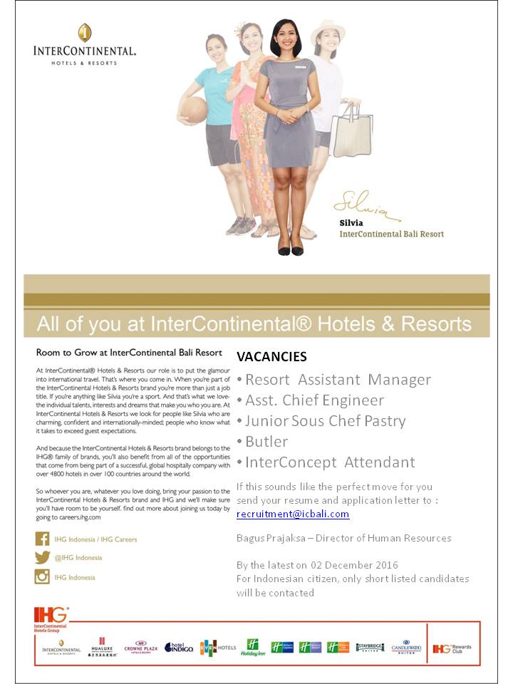 Join our winning team, send your resume and application letter to: recruitment@icbali.com #bali #jobvacancy