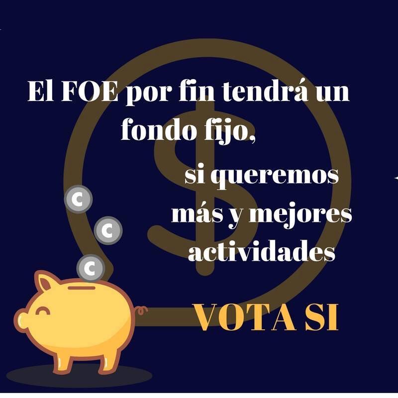 El Fondo de Organizaciones Estudiantiles será reconocido como un órgano que también representa a SALITAM. Por esto y mucho más #VotaSí.