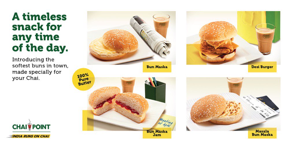 Chai_Point's tweet photo. NEW LAUNCH: Your favourite buns in four favourite choices. Now at our outlets. #MadeForChai #Chai https://t.co/Gb3Sdtd50R