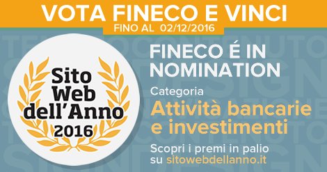 FinecoLive's tweet photo. Vota per #Fineco e vinci! Dai il tuo parere su design, navigazione e contenuto #SWDA2016 https://t.co/tjJBSpAGYz https://t.co/FHwbx9Nv1Y