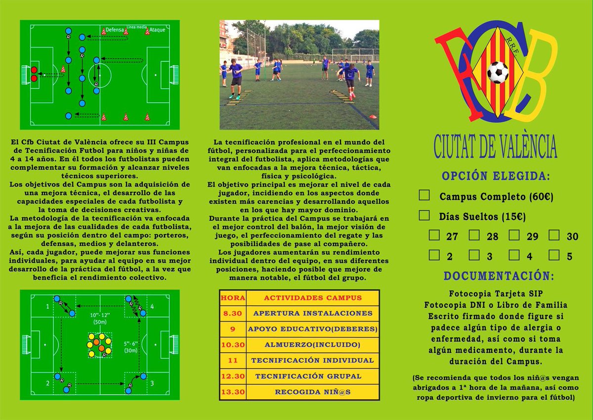 cfbvalencia's tweet photo. III CAMPUS DE TECNIFICACIÓN DE NAVIDAD CIUTAT DE VALÈNCIA: ⚽️🏃🏻 https://t.co/fsshpcokvD