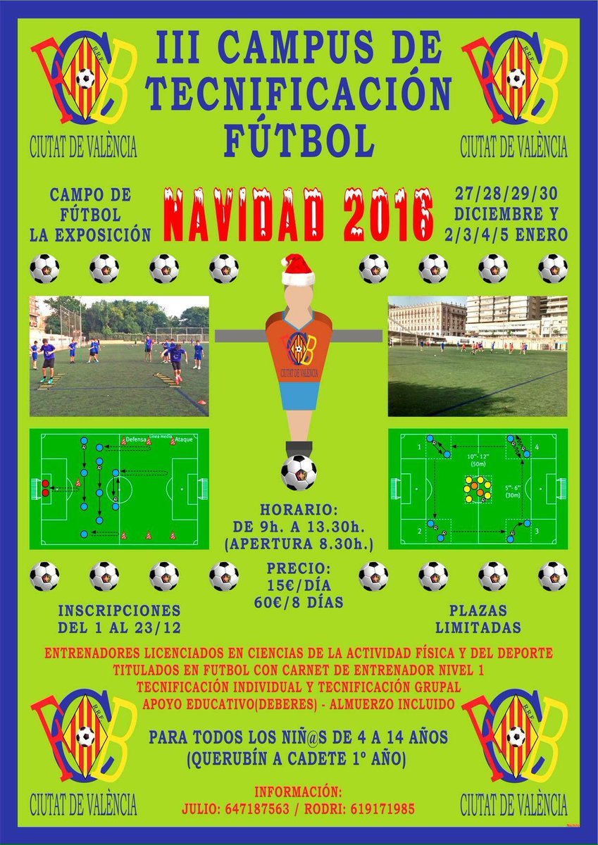 cfbvalencia's tweet photo. III CAMPUS DE TECNIFICACIÓN DE NAVIDAD CIUTAT DE VALÈNCIA: ⚽️🏃🏻 https://t.co/fsshpcokvD