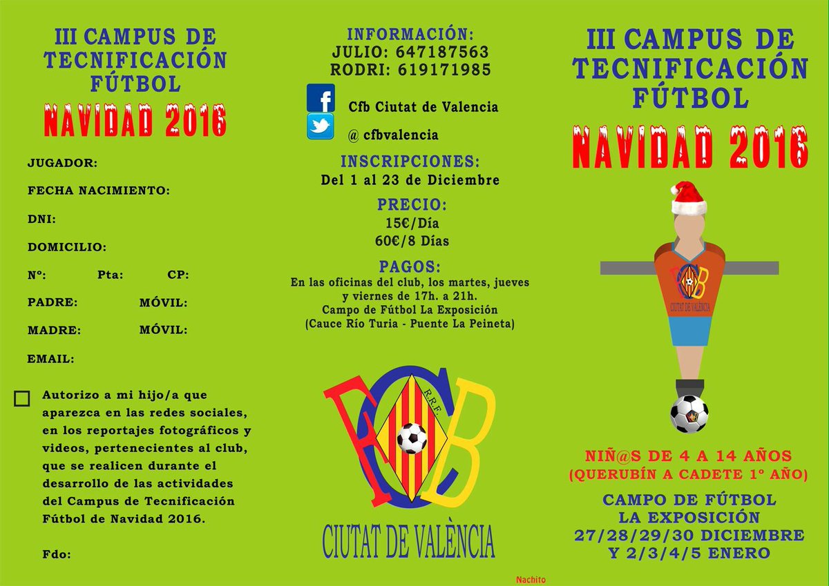 cfbvalencia's tweet photo. III CAMPUS DE TECNIFICACIÓN DE NAVIDAD CIUTAT DE VALÈNCIA: ⚽️🏃🏻 https://t.co/fsshpcokvD