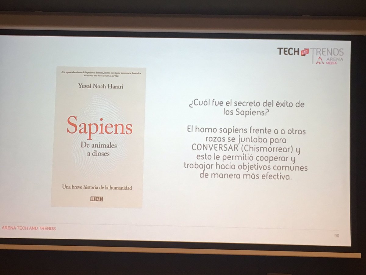 palomaguado's tweet image. @jvchuelas recommends a book that supports the Conversation idea, &quot;Sapiens&quot; within the #ArenaTech&amp;amp;Trends @Arena_es