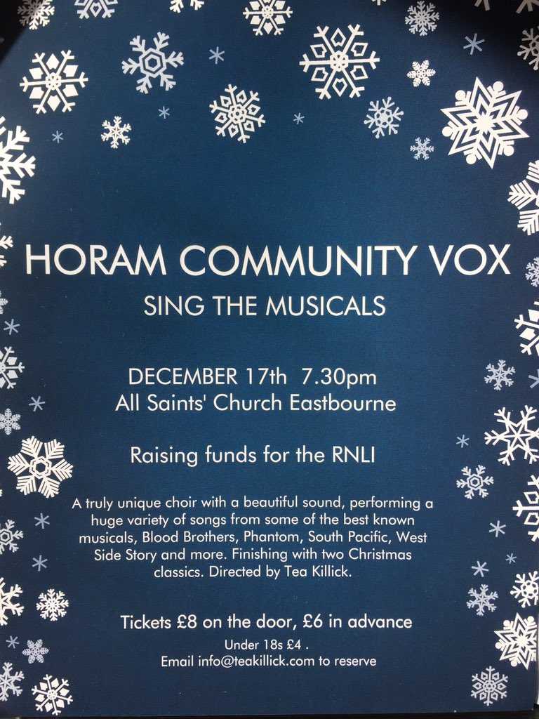 horamvox's tweet photo. Horam Community Vox December 17th All Saints Church, Eastbourne Sussex info@teakillick.com to reserve tickets https://t.co/U6VsIm22UP