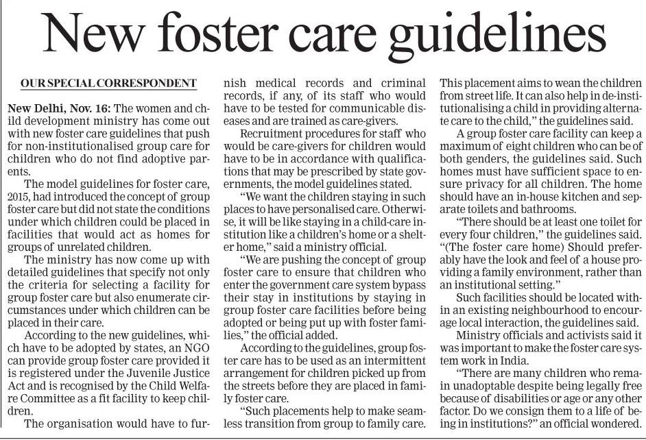 The new guidelines issued by Ministry WCD will ensure uncompromising warmth and care to every child placed in group #fostercare.