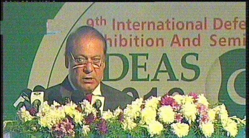 RadioPakistan's tweet photo. PM #NawazSharif says Pakistan pursues motto of arms for peace which has always been the tagline of IDEAS
https://t.co/9GJXhZw4d3 https://t.co/aG66hfSsxb