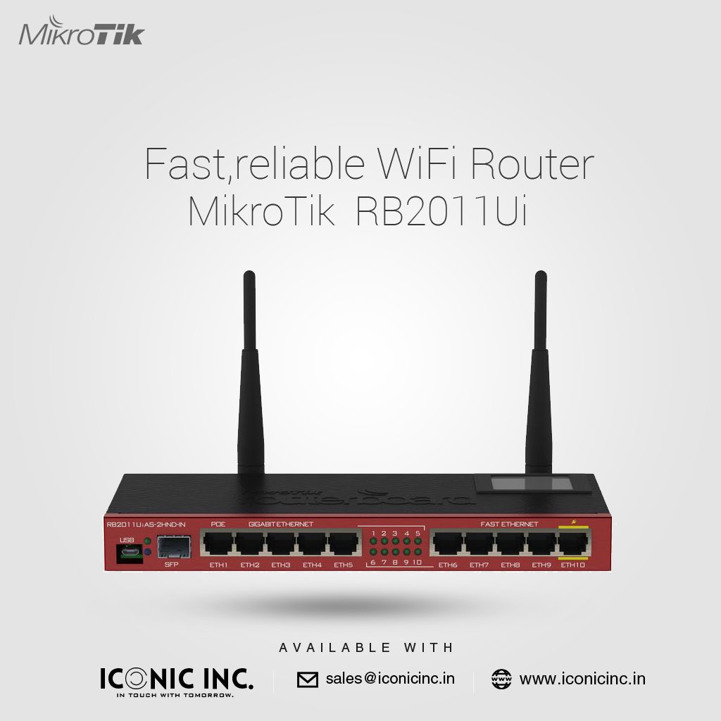 Fast,reliable WiFi Router <a href="/mikrotik_com/">MikroTik</a> RB2011Ui  now available with Iconic Inc. theiconicinc@gmail.com