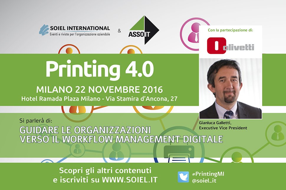 OlivettiOnline's tweet photo. Gianluca Galletti, Executive Vice President #Olivetti, partecipa oggi all’evento di @soiel_it Printing 4.0 #PrintingMi https://t.co/DRbYUoQxaI