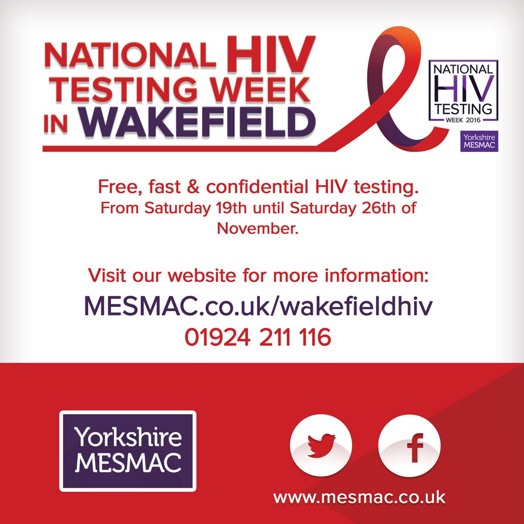 mesmachealth's tweet photo. It's National #HIVTestWeek and we got #Wakefield covered with loads of session where you can get tested! https://t.co/obyOLkvS1u https://t.co/ZqaQlS1Z3c