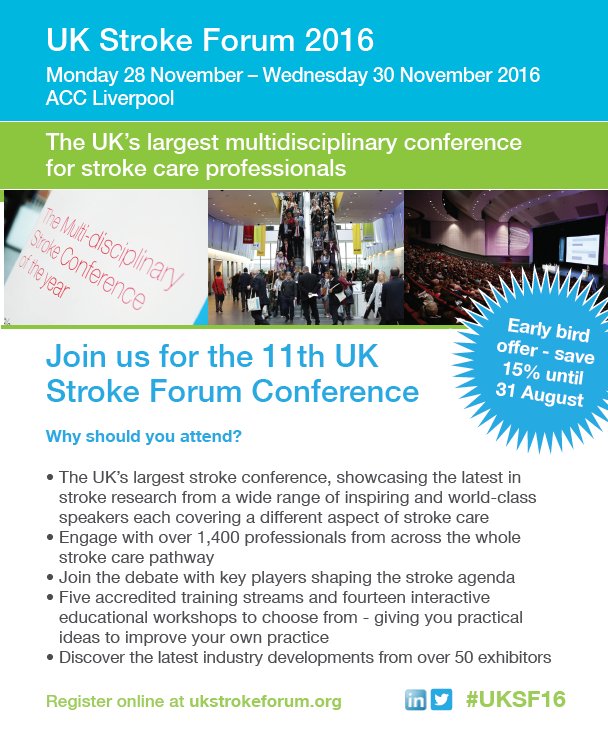 UKStrokeForum's tweet photo. Pre-registration has now closed, however you can still register on the day. Payment is £514 and via credit/debit card #UKSF16 https://t.co/uUqgevfmmo