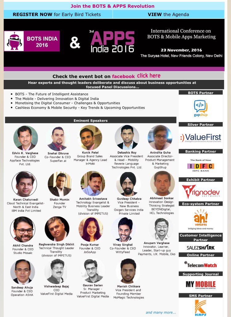 Welcoming all the partners, speakers,delegates <a href="/apps_india/">Bots & Apps India</a> Get ready for the Botortunity &amp; Apportunity!