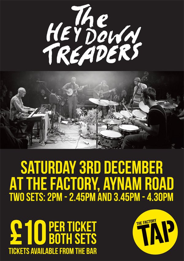TheFactoryTap's tweet photo. Open Studio event @FactoryKendal 3 Dec with the Hey Down Treaders £10 per ticket available from the Tap https://t.co/LK1kIgssKT