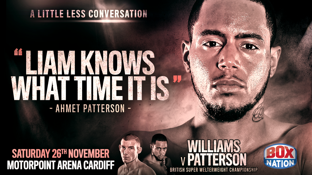 Queensberry's tweet photo. Ahmet Patterson believes he will become British Super-Welterweight Champion on Saturday night! #WilliamsPatterson https://t.co/9MM2uNTgFA