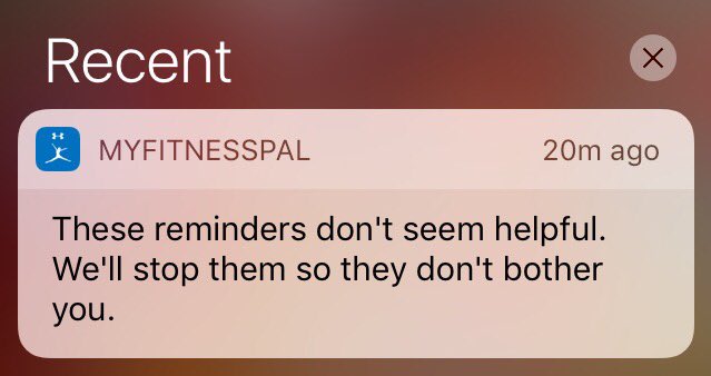 mrjamesridge's tweet photo. . @MyFitnessPal getting all passive aggressive on me... @ThePoke https://t.co/2XZJYyBLDQ