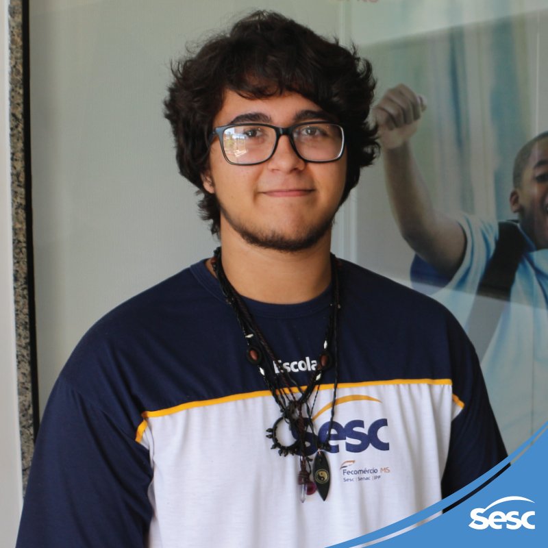 O aluno Arthur Marques Tinoco do Sesc Escola Horto foi aprovado para a Escola Sesc de Ensino Médio e, em 2017, se muda para o RJ. Parabéns!