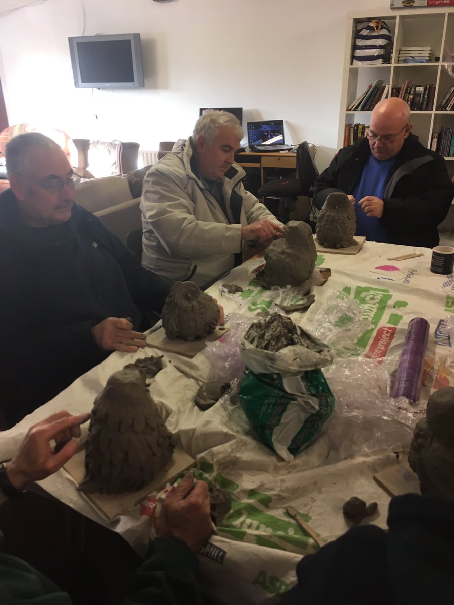 Owls coming along nicely - pottery at Foreglen men's shed <a href="/LeonaDevineart/">Leona Devine Artist</a> <a href="/IrishSheds/">Irish Men's Sheds Association</a> @UKMensShedAss
