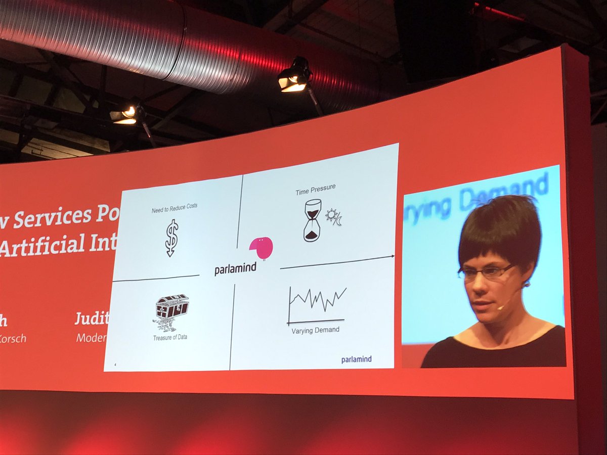 transform_show's tweet photo. Pitch &amp; panel: New services powered by AI feat. @tkluewer @bootstrappingme @StefanKorsch #hub16 https://t.co/X8Ui7sD2Mf