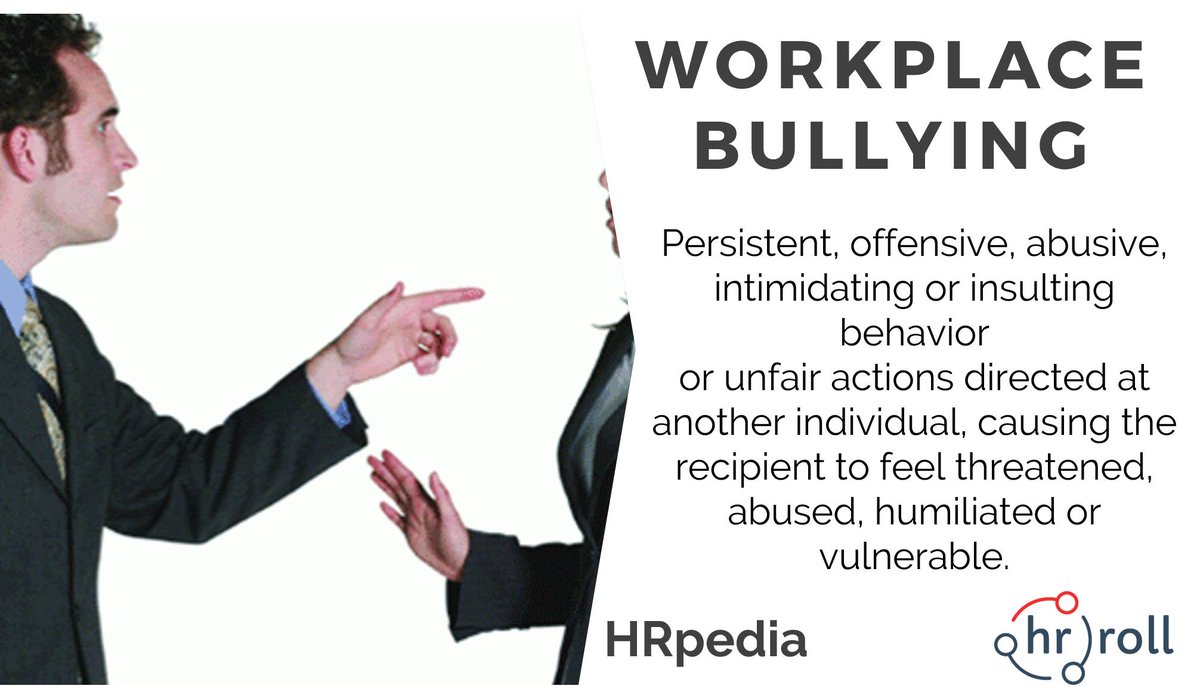 MyHRRoll's tweet photo. What is #Workplace #Bullying ? Have you experienced this at your #Office ?
#HRpedia #HR https://t.co/MeJACMMzwv