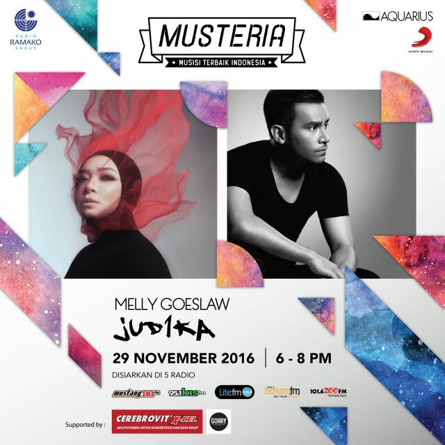 Get ready for #MUSTERIA with <a href="/Judikajude/">Judikajude</a> &amp; <a href="/Melly_goeslaw/">melly goeslaw</a> !! Di 5 radio <a href="/mustang88fm/">Mustang 88 FM</a> <a href="/LITEFM1058/">LITE FM JAKARTA</a> <a href="/zoofmbatam/">ZOO 101.6 FM</a> @kisfmjakarta &amp; <a href="/BatamFM/">100.7 BatamFM</a>.