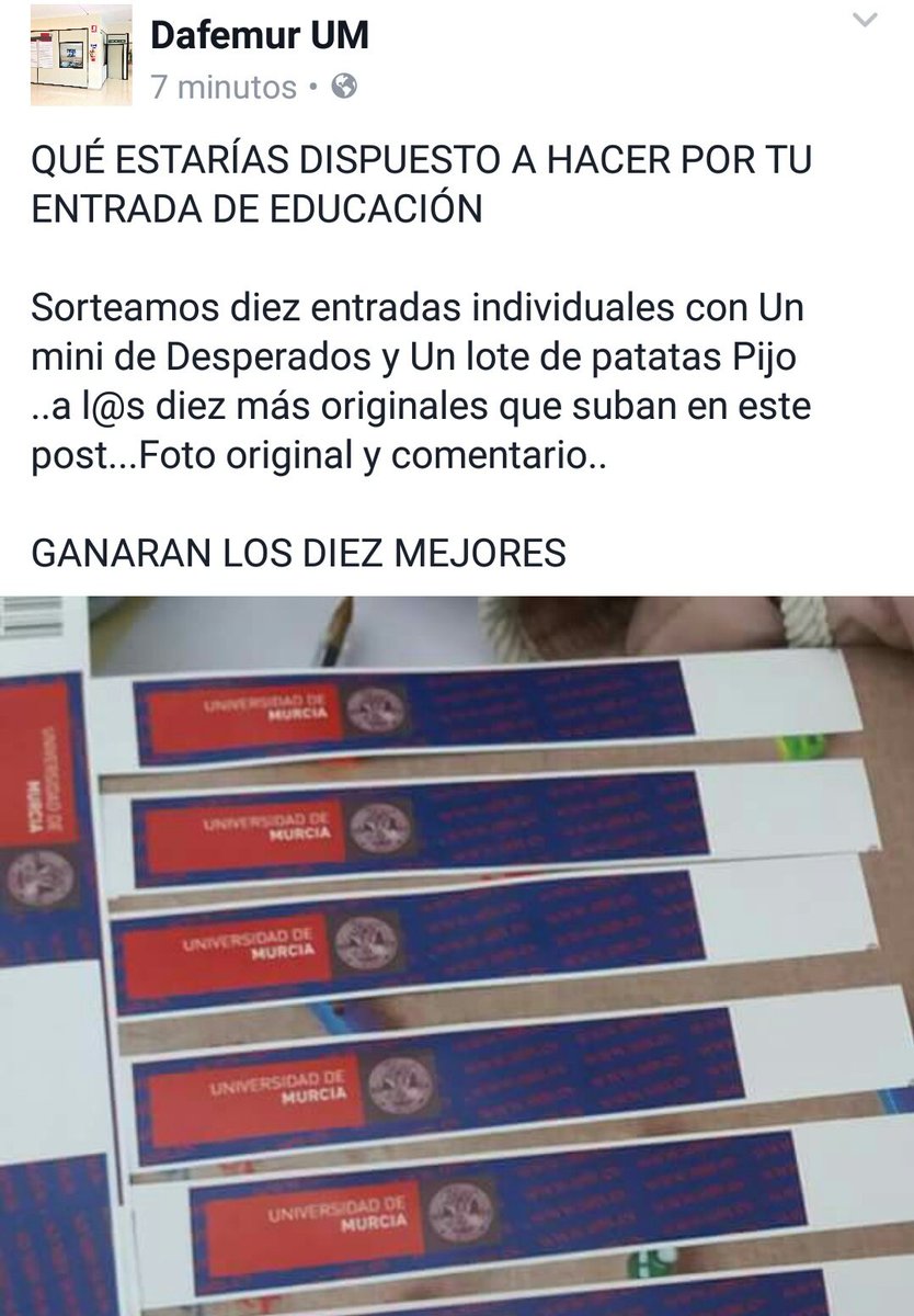 EducacionUmu's tweet photo. Info del sorteo! Seguidnos en Facebook! 😊 https://t.co/SQvLr19FtQ