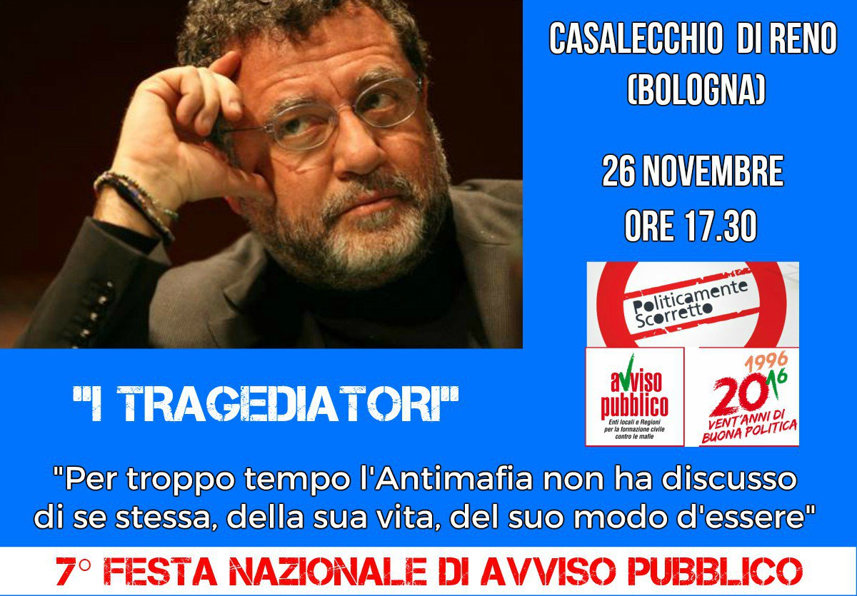 avvisopubblico's tweet photo. #FestaAP Presentazione de "I tragediatori" di @ForgioneF, riflettere e discutere sull'antimafia sociale #PS2016 https://t.co/inDCSNA3ss https://t.co/U4dHtmw4zR