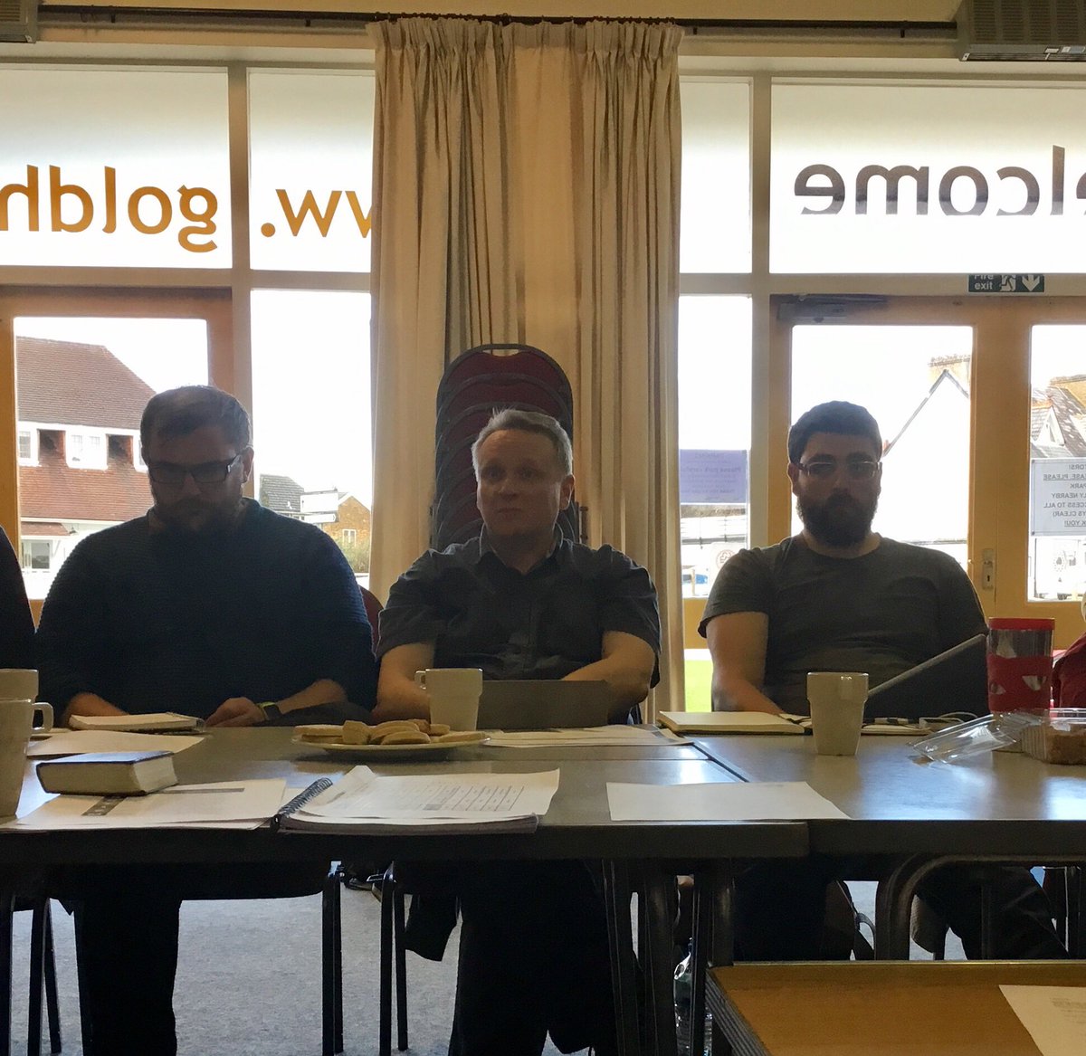 Dave_Stephenson's tweet photo. In the throes of @springharvest theme day...@DabDad Alan Charter with his security team leading the way! https://t.co/pfmwV65uch