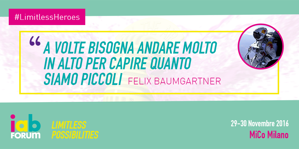 #LimitlessHeroes. Il 14 ottobre 2012 Felix Baumgartner supera i limiti umani col record del salto più alto in caduta libera.