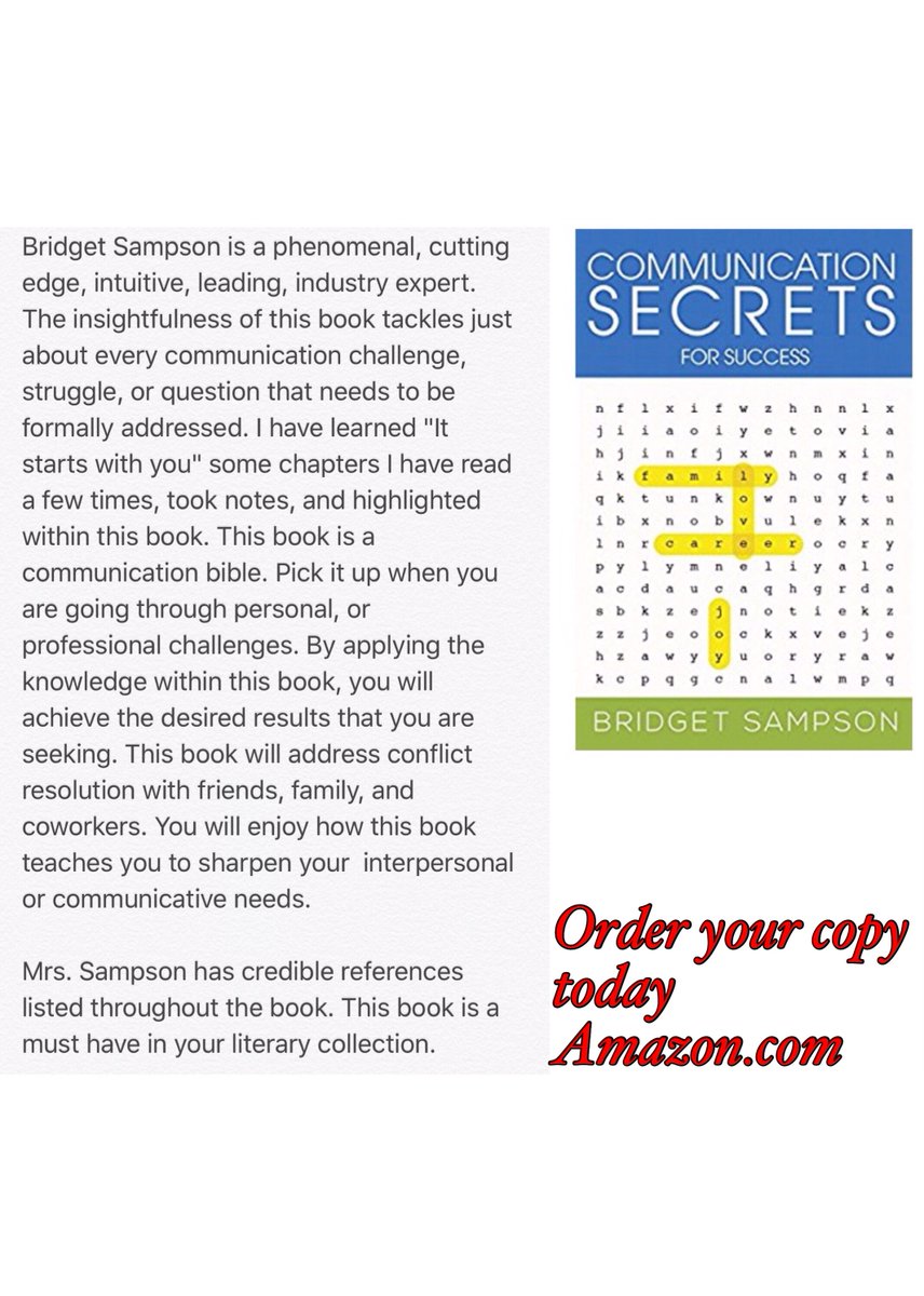 amazon.com/Communication-… Order your copy today @amazon #CommunicationBible #CommunicationSuccess @BridgetSampson