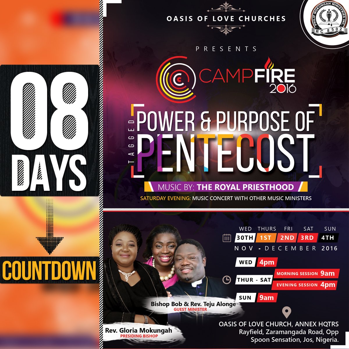 OasisoflovePMMI's tweet photo. Eight days countdown to #Campfire2016
Don't miss out for anything.
#Anticipate #Power_And_Purpose_Of_Pentecost https://t.co/xM5FEal68f