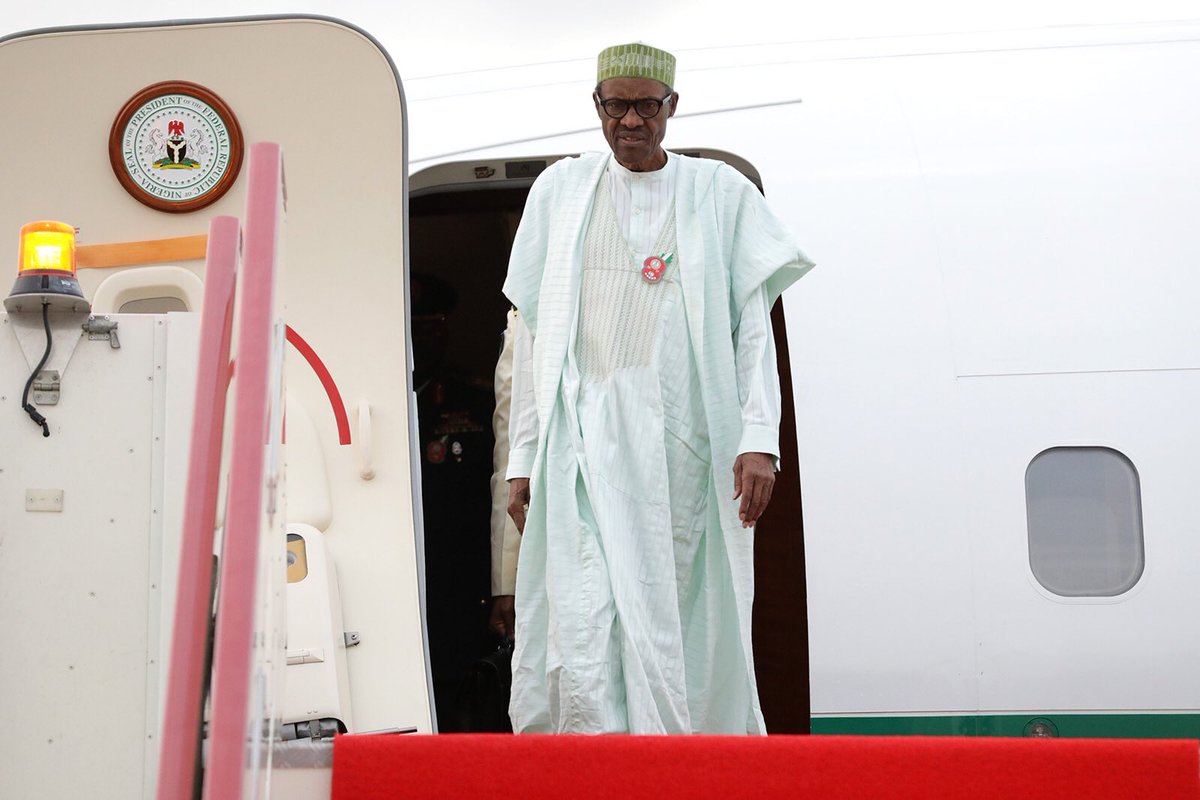 PHOTOS: Buhari Arrives Equatorial Guinea Today Cx4-nPiXEAAWXE9