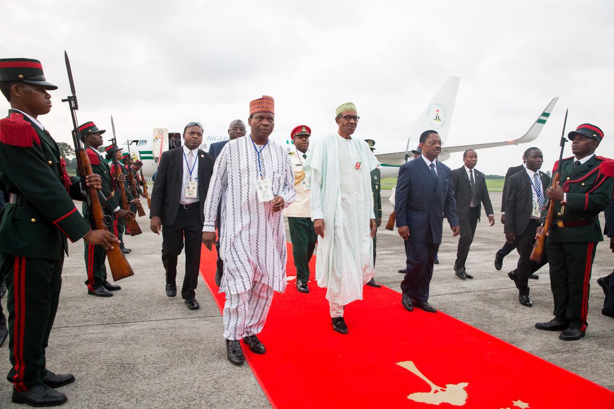 PHOTOS: Buhari Arrives Equatorial Guinea Today Cx4-nPjWQAAqItd