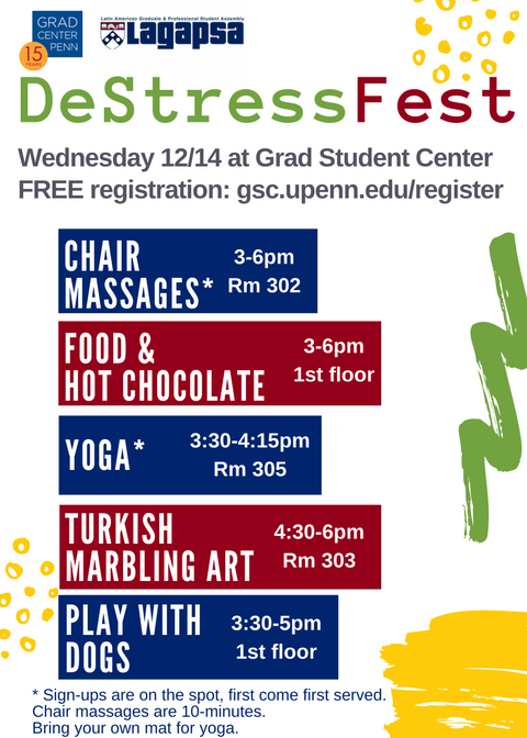 capsab_upenn's tweet photo. GSC is hosting a #stressbusting event on Dec 14, 2016 from 3-6pm. Register at https://t.co/6jPhMkqyrB #Upenn #mentalhealth #selfcare https://t.co/bnV0j567VK