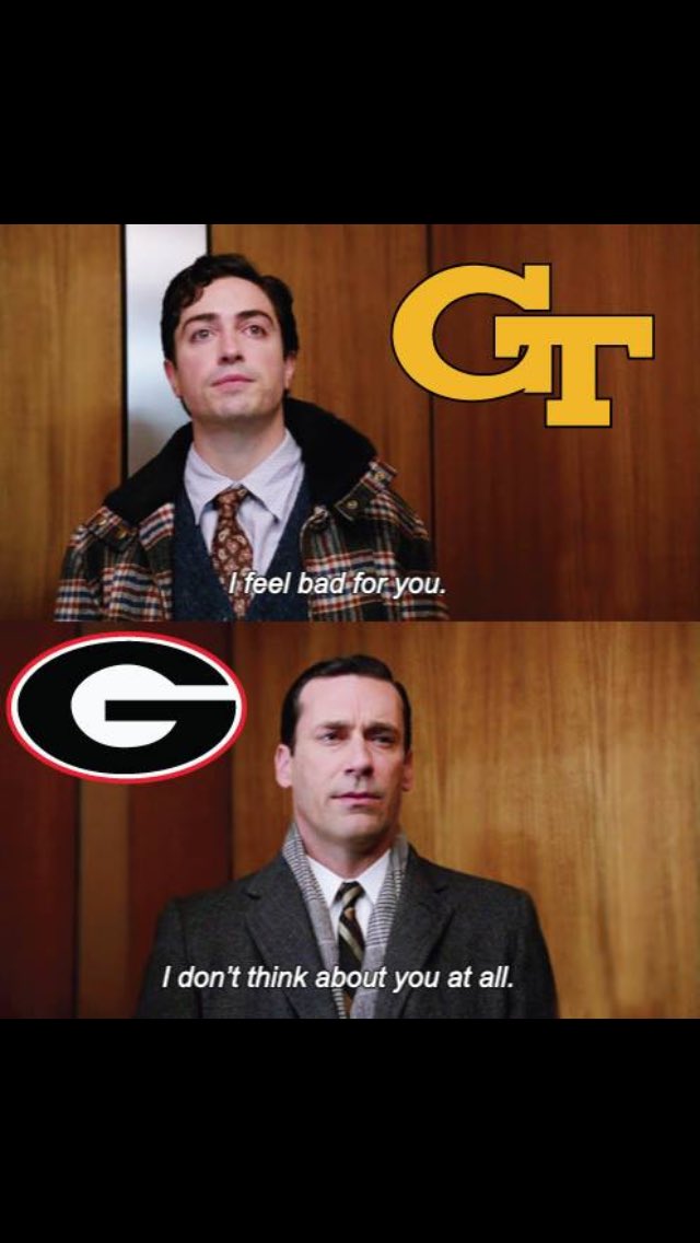 thesouthernelle's tweet photo. This is so appropriate. #RivalryWeek #GaTechvsUGA @FootballUGA https://t.co/LYQXHJxX3e