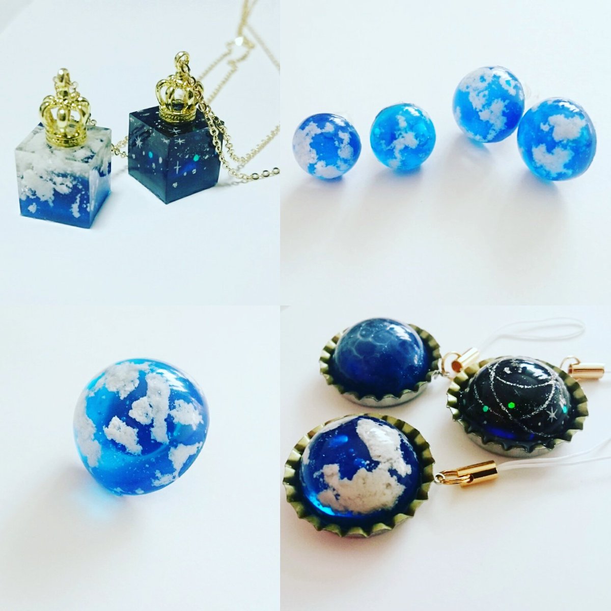 S Style V Twitter デザフェスまであと5日 仕込みも追い込みです デザフェス 27日参加 J 8 レジンアクセサリー 宇宙 空 海 結晶 ピアス キーホルダー ネックレス ブレスレット スクエア ドームアクセサリー ハンドメイドアクセサリー 青 星座