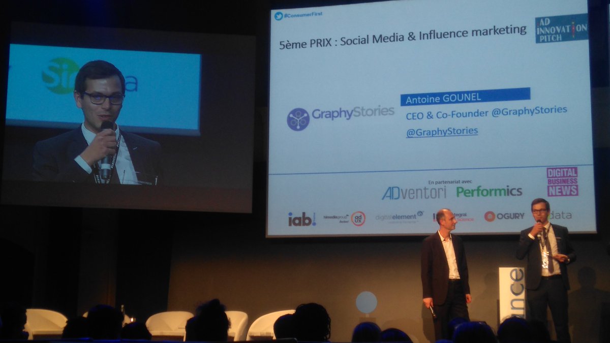 CatherineTadger's tweet photo. 5ème prix Social Media & Influence marketing @GraphyStories Félicitations ! #ConsumerFirst #Iabfrance @david_lacombled #MBAMCI https://t.co/n7p1zggN3c