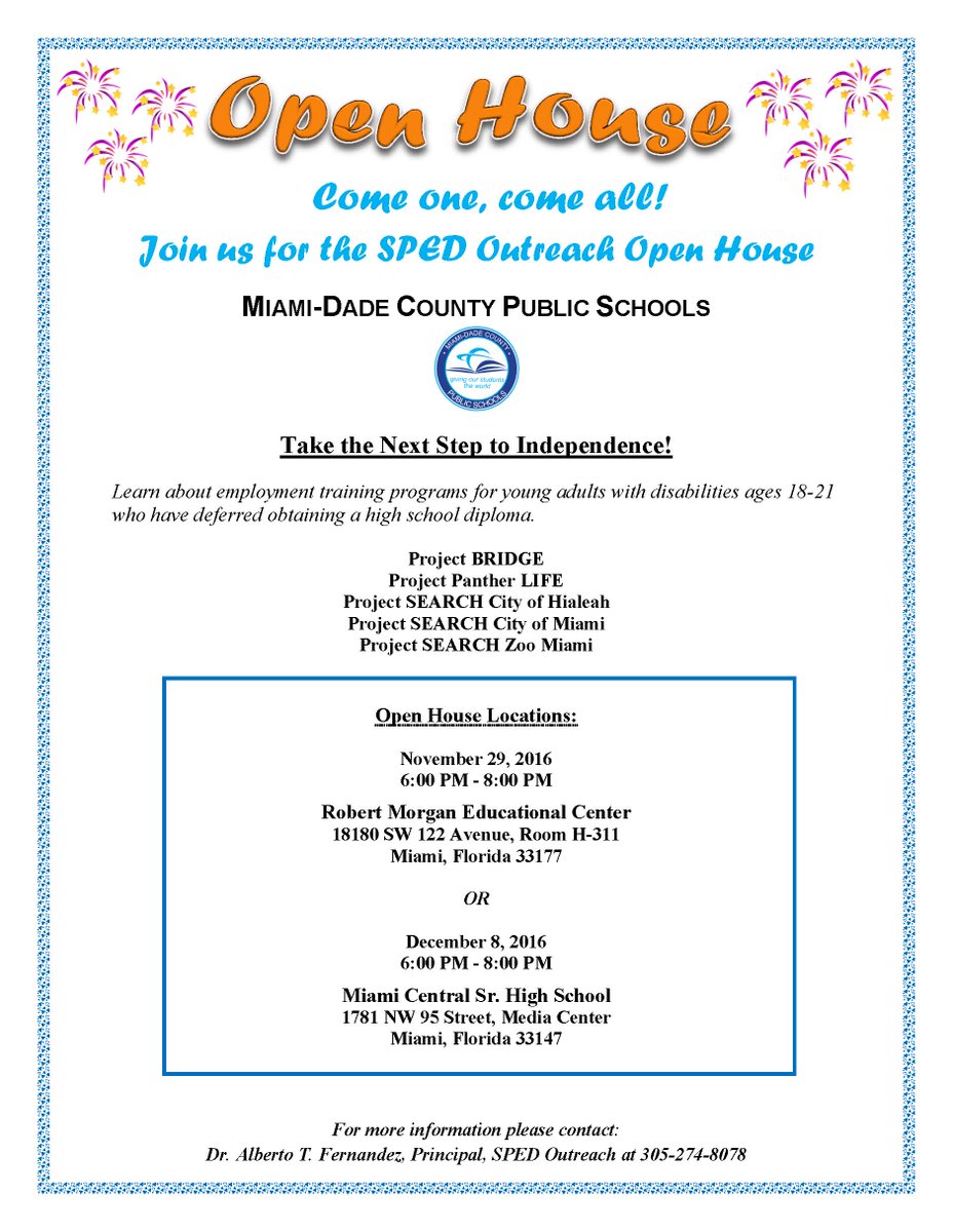 SPED Outreach is announcing their Open House!