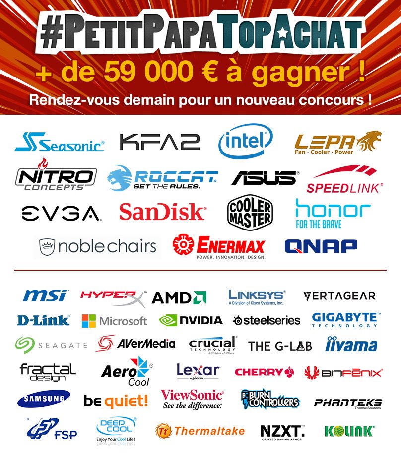 Un max de RTs pour les partenaires du #PetitPapaTopAchat !!! On démarre les #concours demain Midi :-p