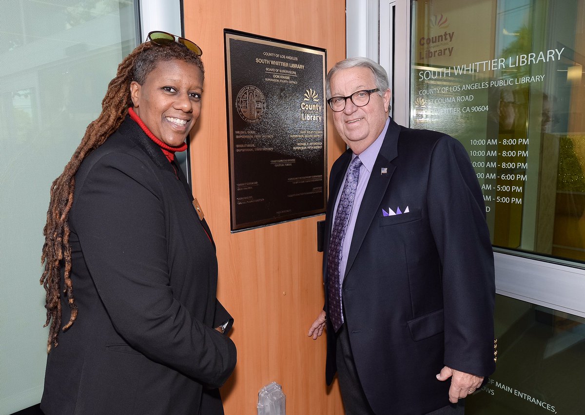 SupervisorKnabe's tweet photo. Beautiful new @LACountyLibrary in South Whittier! A new cornerstone for the community #OperationLibraries https://t.co/TCgxYdDuIj