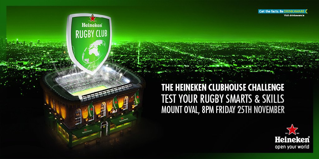 This Friday at <a href="/MountOvalCork/">Mount Oval Bar</a>, <a href="/MickGalwey/">Mick Galwey</a> is joined by Denis Leamy, with #ERCC tickets to be won.#HeinekenRugbyClub Drinkaware.ie