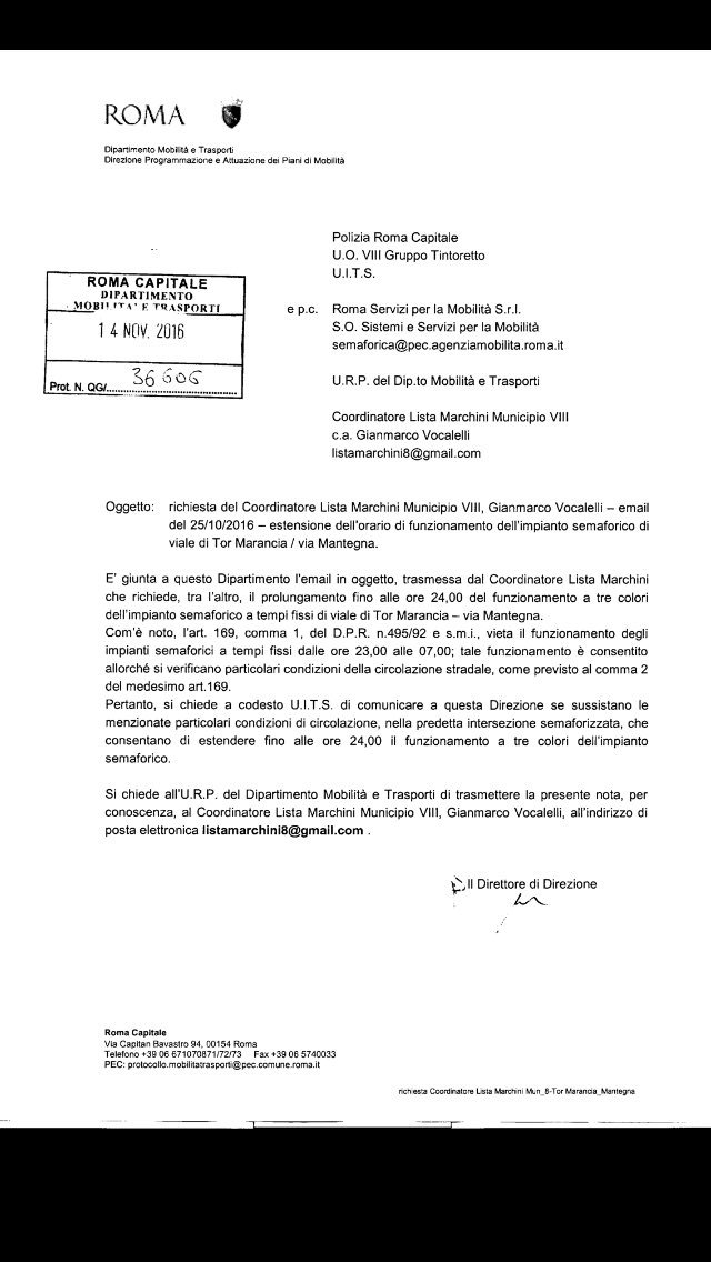 listamarchini8's tweet photo. Mai come oggi convinti dell'obbligo di estensione Semaforo incrocio Via Mantegna/Viale di Tor Marancia. #ListaMarchini8 #MunicipioVIII https://t.co/8CcrEWnWhN