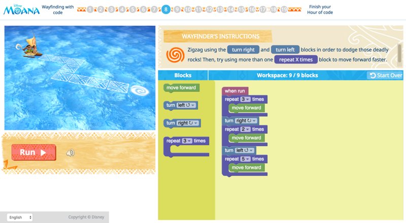 Read about how students can learn code while helping Moana sail through the ocean with the new tutorial: blog.code.org/post/153520284… #HourOfCode