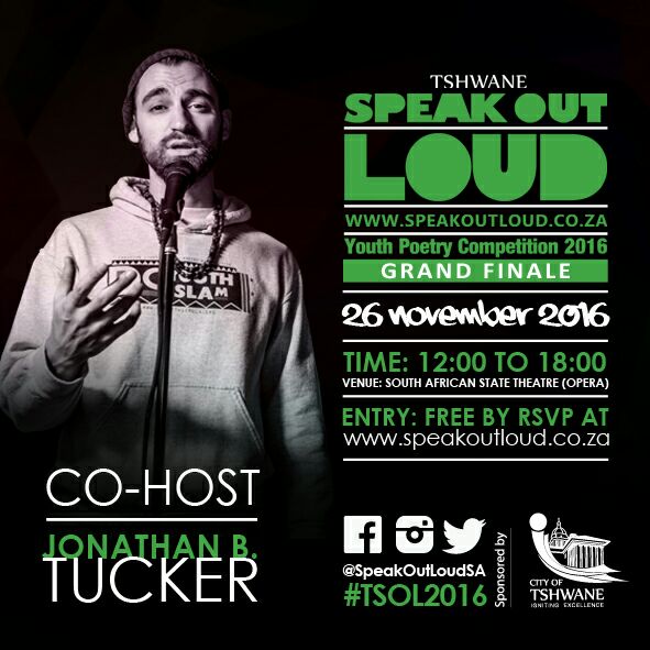 SpeakOutLoudSA's tweet photo. Your hosts for #TSOL2016 Grand Finale. Local poet Clear and USA poet Jonathan B Tucker
RSVP via https://t.co/MF4WN8qTwt https://t.co/SSvtL8eleD
