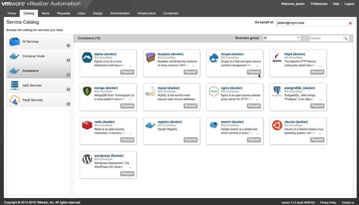 Jad ElZein on Twitter "vRA 7.2's unified service catalog delivers