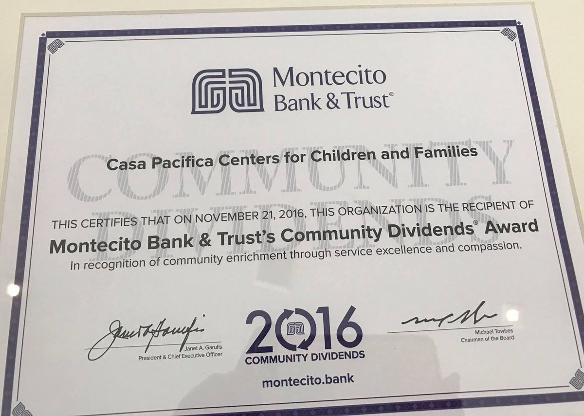 casapacificaorg's tweet photo. Casa Pacifica was honored to be one of the recipients of Montecito Bank &amp; Trust's Community Dividends Awards yesterday. #communitydividends https://t.co/jhPPBamDDg
