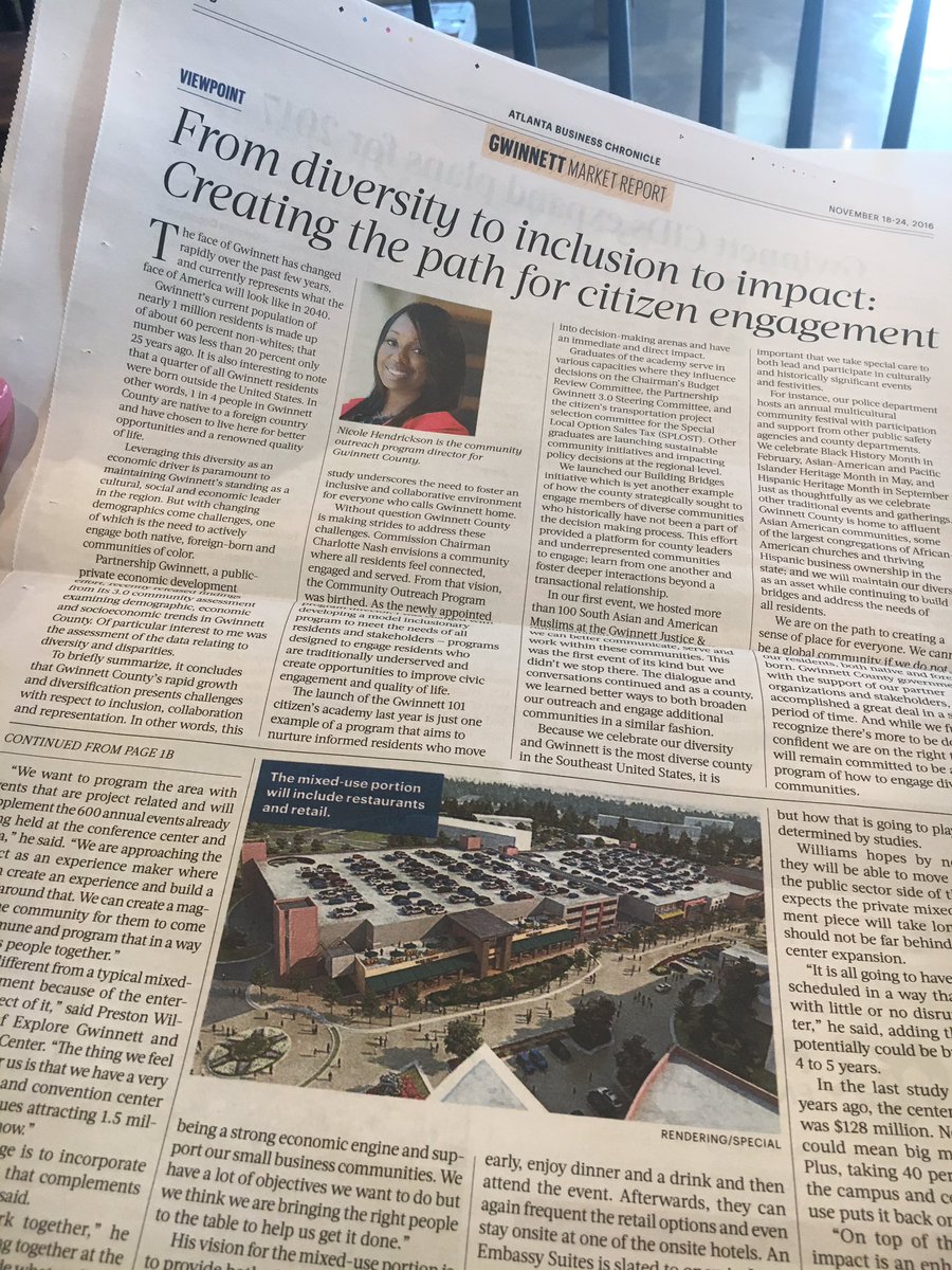 From diversity to inclusion to impact: creating the path to citizen engagement. <a href="/AtlBizChron/">Atlanta Business Chronicle</a> Gwinnett Market Report.