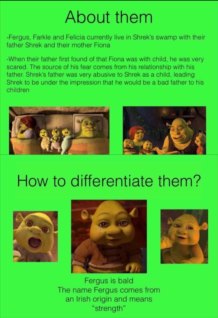 Gwanzie's tweet photo. Got so high last night I made a presentation on Shrek's kids https://t.co/qkRDjBtodB