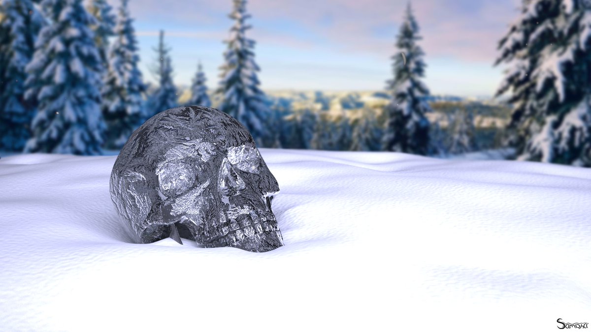 vSampha's tweet image. Frosted Glass skull on a snowy scene.
Wallpaper!
First time using Vray
RT's and Likes are appreciated
Opinions are valued. &amp;lt;3